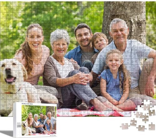 Bemaystar Personalised Puzzle-Personalised Photo Jigsaw, Wooden Puzzle 70/120/200/300/500/1000 Pieces, Custom Puzzle Gifts for Christmas Birthday Wedding (1000 Pieces, Landscape)