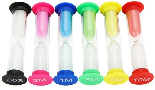 Bunte Sanduhren, Sanduhren, Timer, breite Bereiche, 30 Sekunden bis 10 Minuten, für Küche, Studium, Training, Spielen, 6 Stück