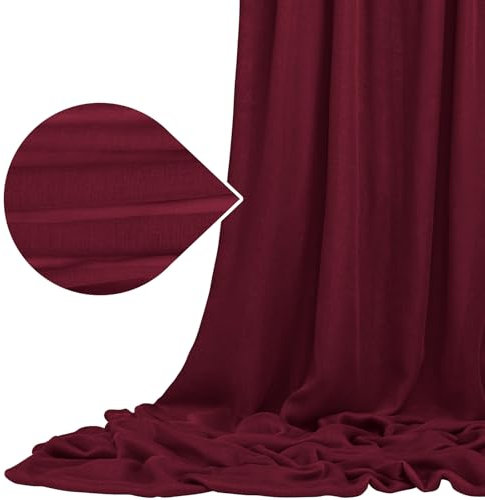 Bordeaux Gaze Cheesecloth Stoff für Hochzeit 9,2M x 90cm Cheesecloth Stoff für DIY Tischläufer, Bogen Draping Stoff, Decke Drape, Stuhl Schärpe, Serviette, Vorhang, Tischdecke Hochzeit Dekor