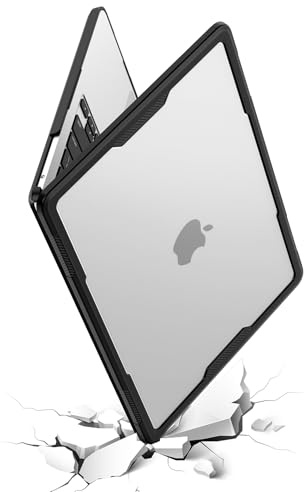 BlueSwan for MacBook Air 13 inch Case M5-M2 Heavy Duty Protective, Clear | [Thickened Edge] Business Hard Shell Compatible with 2026-2022 Mac Air 13.6 M5 M4 M3 M2, (Black Edge) Clear Matte