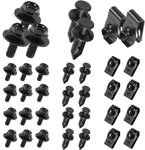 35PCS Engine Under Cover Splash Shield Guard Body Bolts, Bumper Clips Fender Liner Fasteners U-Nuts Kit Rivet Clips, Universal Car Essentials Fender Liner Clips Replacement for G35 G37 FX35 FX45