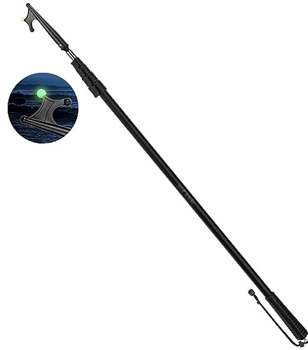 SANLIKE Telescopic Boat Hook - 4 Stage Aluminum Alloy Boat Hook for Docking 17.8 Feet Durable Rust-Resistant Telescoping Boat Hook Pole with Luminous Bead Boating Push Pole for Docking Black