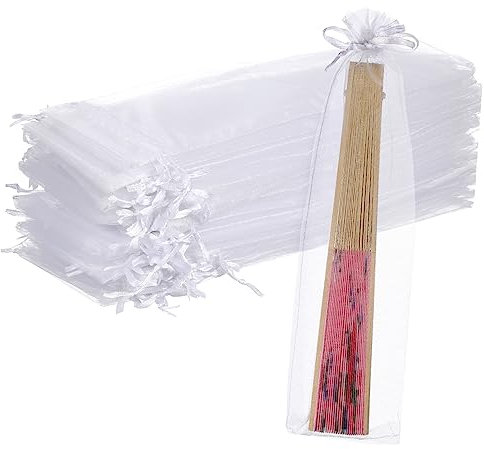 EXHUMKY 150stücke Organza Geschenktüten Mit Zugband Für Handfächer Weiße Party-geschenkbeutel Für Hochzeiten Feste Und Besondere Anlässe Für Schmuck Süßigkeiten Und Kleine