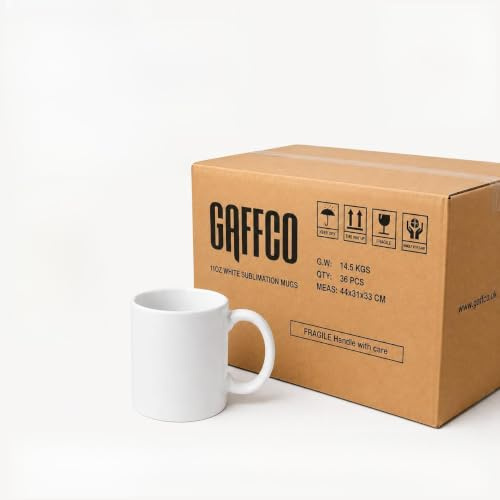 GAFFCO 36 Pack 11oz Sublimation Mugs, Blank White Ceramic Coffee Mugs for Heat Press Printing, Sublimation Blanks for Personalised Gifts & Small Business
