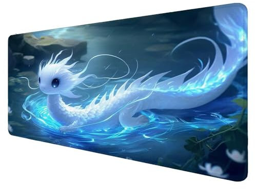 Mouse Mat White Mouse Pad 1600x800x3mm Gaming Mouse Pad Dragon Mousepad with Water Resist Anti-Slip Rubber Base,Stitched Edges Large Desk Mat Mouse Pad Desktop protection, for Home Decoration D-832