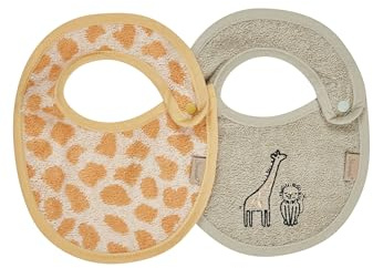 Sterntaler Lätzchen Doppelpack Giraffe & Löwe – hautfreundlich & bequem aus saugfähiger Baumwolle – praktischer Druckknopfverschluss auf der Schulter – Für Babys & Kleinkinder - Geschenk, ab Geburt