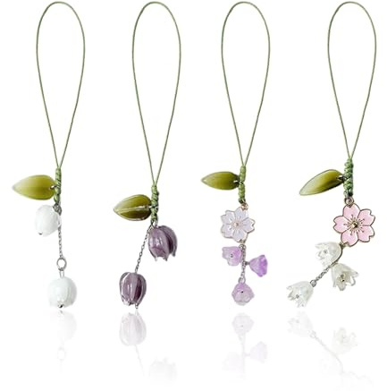 UDNFHL 4 Morceaux De Pendentif Fleuri, Pendentif Élé, Pendentif Décoratif Créatif, Adapté Aux Clés, Aux Téléphones Portables Et Aux Sacs.