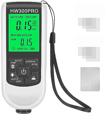 Spessimetro Vernice, HW-300PRO Calibro di spessore automatico for pellicola di vernice for auto 0-2000UM Tester di spessore del rivestimento Fe e NFe Strumento di verniciatura manuale for autoveicoli(