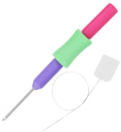 Angoily 1 Juego aguja del cabello de crochet pluma de aguja de bordar Kit de pluma de Pelo De Ganchillo de lana para crochet punzonadora para coser Acero inoxidable