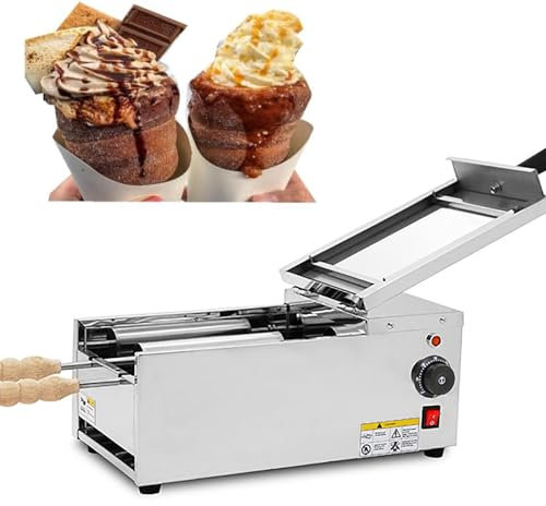RoyceBee MáQuina EléCtrica Comercial para Hacer Conos de Helado, Horno de Chimenea con Parrilla y 2 Herramientas de Madera, Temperatura MáXima de 300 °C