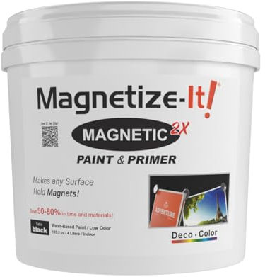 Magnetize-It! Deco Color Peinture magnétique pour tableau noir (à base d'eau) – Noir – 4 l – 4000 ml – Extra adhérence, économique et durable, peinture d'intérieur polyvalente