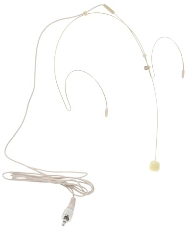 Kisangel Headset Mikrofon mit Kabel und Mikrofon Bequemer Kopfbügel aus Kunststoff Faltbares Gesangsmikrofon für Unterricht und Bühnenauftritte in Beige