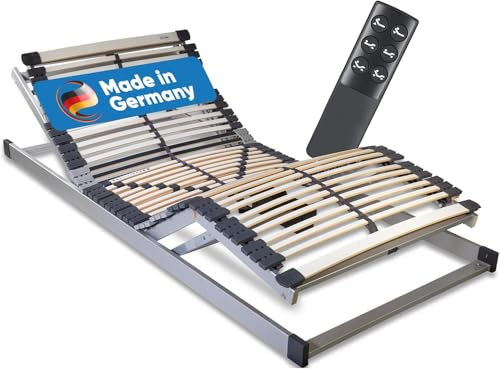 RehaSleep elektrischer Lattenrost Deluxe 120x200 – Schlafen wie auf Wolken durch 44 Birkenholzleisten – 100 Nächte Probeschlafen – Lattenrost elektrisch verstellbar Made in Germany