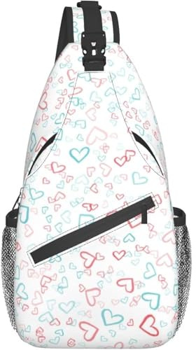 Schultertasche Bunte Herzen Slingtasche Stilvoller Wasserdicht Geschäft Schultertasche, Für Reisen, Radfahren, Outdoor