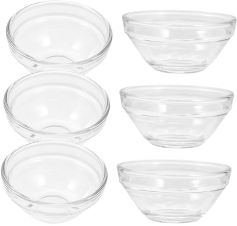 VANZACK 6 pièces Bols Verre Transparent pour Dessert Multifonctionnels Bols Petits pour Salade Pudding et Snacks Vaisselle Sécurisée et Facile à Nettoyer