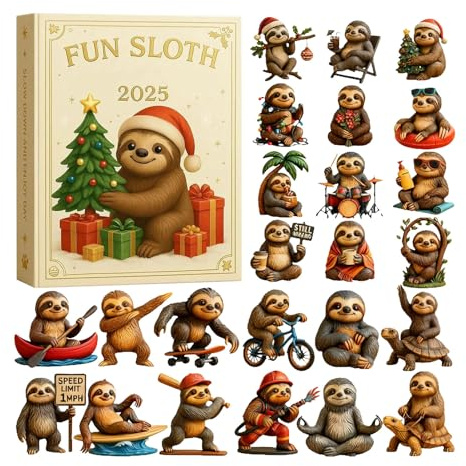 Lustiger Faultiers Adventskalender 2025 Mit 24 Faultiers 2D Flachacrylanhängern, 24 Tage Weihnachtsfeiertags Countdown Countdown Bis Weihnachten Für Weihnachtsanhänger Und Feiertagsgeschenke