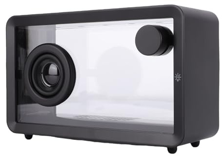 Lazmin112 Enceinte Bluetooth Portable, Éclairage RGB Dynamique, Son Stéréo, Enceinte sans Fil Transparente, 6 Heures d'Autonomie, Entrée Auxiliaire Filaire, Appels Mains Libres