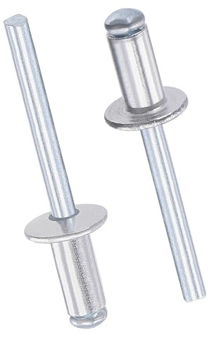 TOP-VIGOR Lot de 50 rivets aveugles en aluminium 6 mm x 12 mm, rivets pop pour métal avec mandrin, rivets à tête plate à extrémité ouverte pour bricolage, meubles et fixation générale