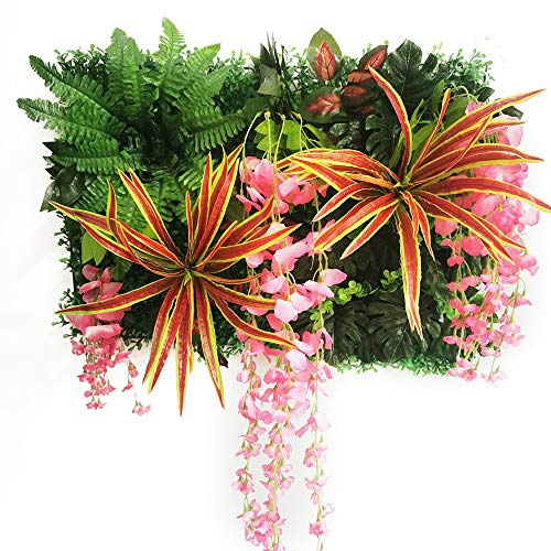 Kunstrasen für den Außenbereich – Kunstrasen für Heimdekoration, Blumenwandhintergrund, Trauben- und Morgenglory-Design, grauer Kunstrasen für Garten und Terrasse