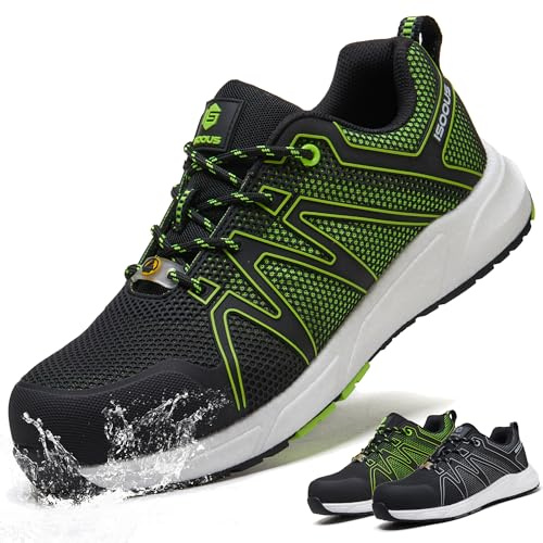 Zapatos de Seguridad Hombre Mujer S3 SRC ESD FO Zapatillas Trabajo | Impermeables Zapatillas Trabajo,Calzado de Seguridad con Punteras De Fibra De Vidrio Sin Metal,Antideslizante,Comodos