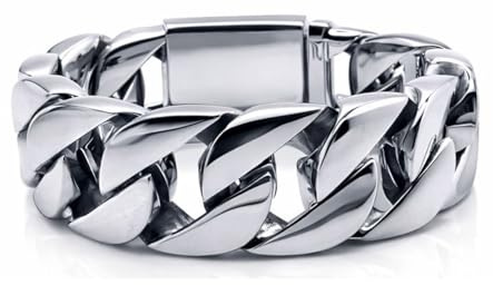 Soul-Cats Panzerarmband Herren aus massivem 316L Edelstahl – Silber glänzend, robustes Biker Armband, XXL