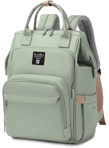Pomelo Best Sac à Dos à Langer Bébé, Grande Capacité Imperméable – Style Macaron Pastel, Tapis à Langer Inclus, Sangles de Poussette, Sac Multifonctionnel – Idéal Voyage & Quotidien (Vert)