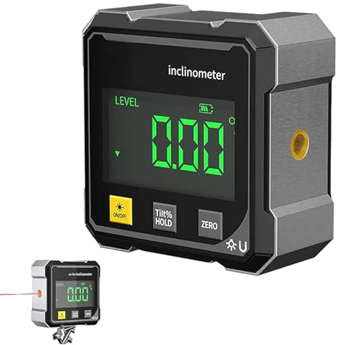 Luminis Precision X1 Wasserwaage Digitaler Winkelmesser Neigungsmesser, 4-Seitiger Magnetischer Digitaler Winkelmesser, LCD-Display Neigungsmesser für Holzbearbeitung
