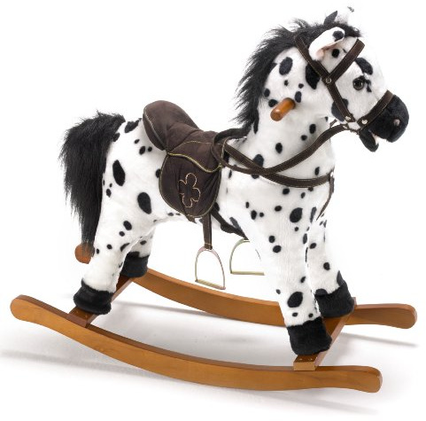 Bayer Chic 2000 - Cavallo a dondolo Carlotta, giocattolo a dondolo con suono, nero e bianco