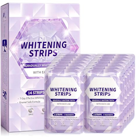 14 Piezas Tiras Blanqueadoras Profesionales, Kit de Blanqueamiento Dental,Blanqueadoras dientes,Teeth Whitening Strips para Aliento Fresco, Elimina Manchas de Café y Té en Casa