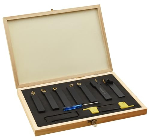 LoogCape 12-tlg. Drehmeißel-Set mit Wendeplatten 16x16 mm 100 mm für Drehmaschine, Metallbearbeitung, Schneiden, Gewindeschneiden, Werkstatt, Heimwerker, robuste Hartmetall-Werkzeuge
