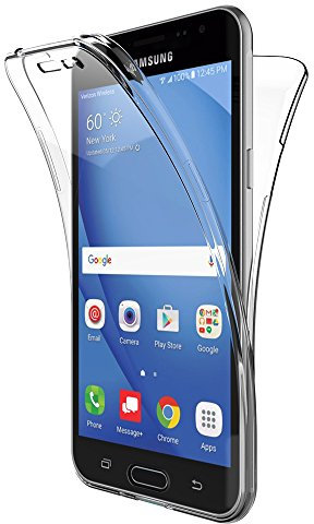 AICEK Samsung Galaxy J3 2016 Hülle, 360°Full Body Transparent Silikon Schutzhülle für Samsung J3 2016 Case Crystal Clear Durchsichtige TPU Bumper Galaxy J3 2016 Handyhülle