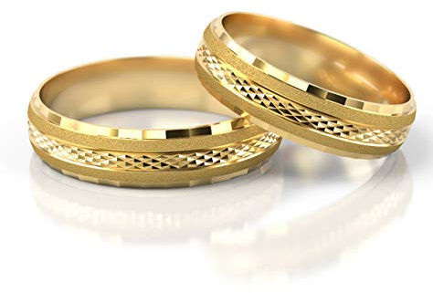 JC Gold Trauringe - Gelbgold Eheringe inklusive Stein und Gravur im Paarpreis PL017 (14 Karat (585) Gelbgold)