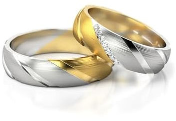 JC Trauringe Gold 333 Paarpreis Bicolor Gelbgold Weißgold I Eheringe breit 5,5 mm I Edle Partnerringe mit Gravur in edler Schatulle I 2 Hochzeitsringe Herrenring ohne & Damenring mit Steinen I PL280