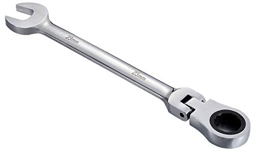 KATUR Clé à cliquet combinée 23mm, clé à cliquet à tête flexible, conception industrielle à double usage, outil métrique professionnel en acier chrome vanadium pour l'entretien de la maison