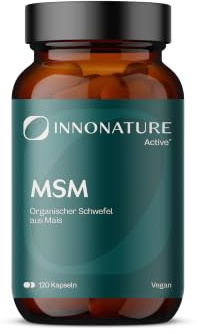 InnoNature MSM Kapseln | pflanzliches Methlysulfonymethan aus Fermenation von Mais | 120 Kapseln, 2 Kapseln enthalten 1.000 mg MSM, Laborgeprüft