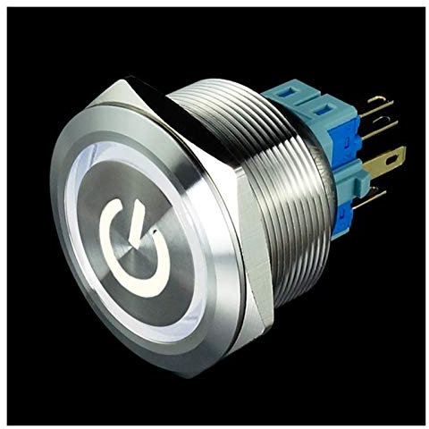 Interruttore a pulsante in metallo, 1PC 22MM 3V / 5V / 6V / 12V / 24V / 220V autobloccante metallo pulsante interruttore, pulsante Mantenuto anulare interruttore di pulsante anello della lampada LED d