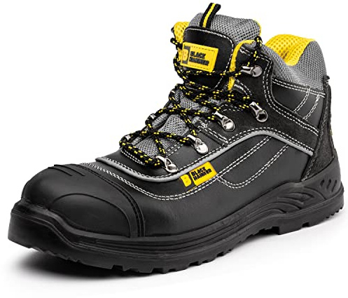 Black Hammer 9944 Men's Waterproof S3 SRC Steel Toe Safety Boots | Steel Midsole, Memory Foam Cushioning, Arch Support, Anti-Static Heel, Slip-Resistant PU Sole, Padded Ankle Support