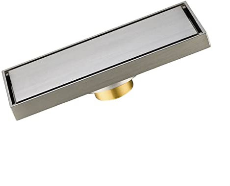 MMBBOD Bodenablauf Rechteck Badezimmer Ablaufrinne aus Messing,Duschablauf Gitter,Bodensiphon,Duschabfluss Duschablaufrinne Badablauf Flache Decke mit Unsichtbarem Aussehen,Ablauf für Badezimmer