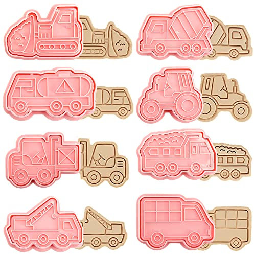 Formine per Biscotti Escavatore, Set di Tagliabiscotti da Costruzione, 8 Pezzi Stampi Biscotti Costruzione, Plastica Keksausstecher Costruzione per Bambini