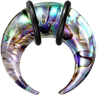 beyoutifulthings Dehn-Stab Taper Buffalo Horn Abalone Muschel O-Ringe Dehnanhänger Universal-Piercing Ohr-piercing Ohr-Schmuck 3-mm