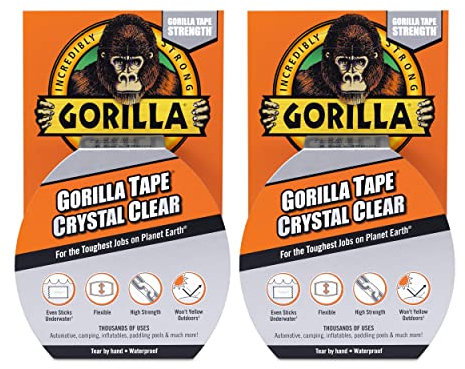 Gorilla Tape Crystal Clear 8.2m, 2 Count (Pack of 1)