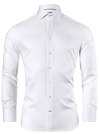 Vincenzo Boretti Camicia, Slim-Fit/Taglio Aderente, Twill - Super Non-Stiro Bianco 43-44