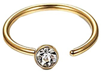 Homxi Piercing Nez 1 Pièce,0.8mm Calibre 20 Piercing Nez Faux Piercing Oreille Acier Inoxydable C Cercle 8mm avec Zircon Cubique Anneau Piercing Nez Or