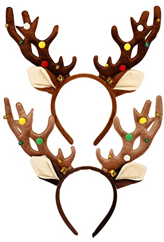 PRETYZOOM 2 Stücke Hirschgeweih Stirnband Weihnachtsgeweih Stirnband Rentiergeweih Rentierohren Kopfbedeckung für Halloween Weihnachtskostüm Zubehör