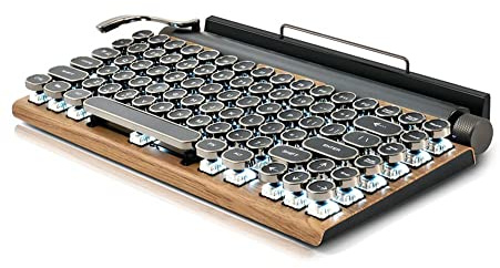 Tastiera retrò per macchina da scrivere wireless USB meccanica punk keycaps per PC desktop PC/laptop/telefono-color legno