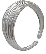 WLLDDDIU Ringe Silber, Sterling Silber Ringe Frauen 925 Streifen Verstellbare Ringe Einfach Matt Verstellbar Sterling Kleid Ringe Verlobungsring Geschenke Für Ewigkeitsringe