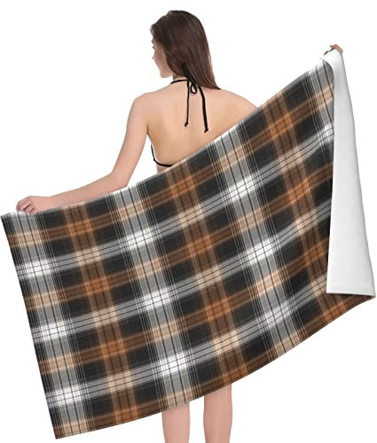 321 Badehandtuch 80X130cm Fraser Brown Tartan-Plaid Campinghandtuch Schnelltrocknend Fitnesshandtuch Sand Proof Badetuch Für Sport, Reisen, Sauna