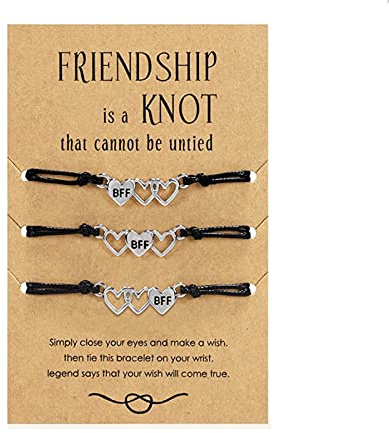 Pulsera Amistad para 3, Pulsera de Corazón BFF, Pulseras Madre Hija Hermanas Mejores Amigas, Amistad Joyería Regalos para Niños Mujeres Niñas Adolescentes