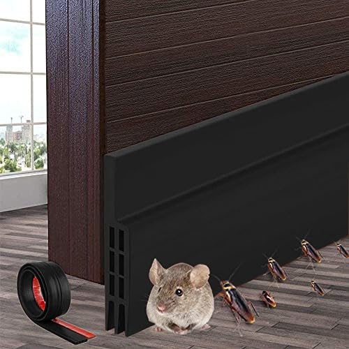 Draught Excluder Door Bottom, Self Adhesive Door Sweep, 39 x 2 Black | Energy Saving - Quick and Easy Installation Ideal for Keeping Out Cold, Blocks Drafts, Noise, Light, Dust and Bugs