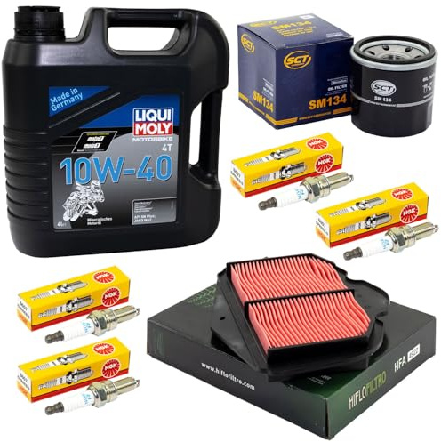 Wartungspaket Öl 4 Liter + Luftfilter + Ölfilter + Zündkerzen für Yamaha XT 1200 XT1200 ZA Super Tenere DP01 DP04 Bj 2010-2021
